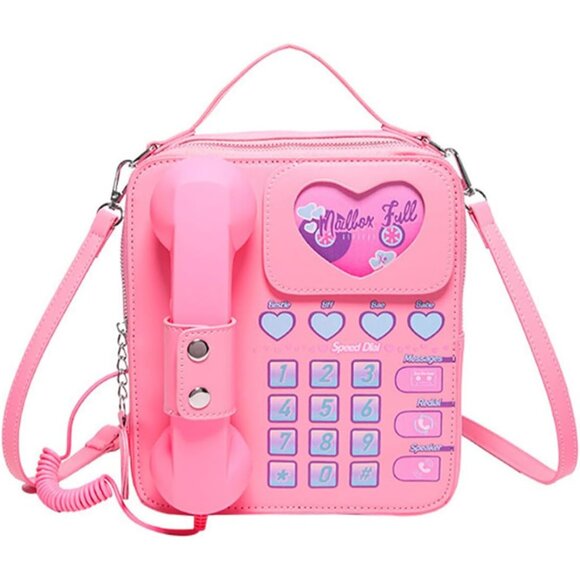 Handbags - Retro Dial Telephone Crossbody Bag Polyurethane Vintage Style Compact